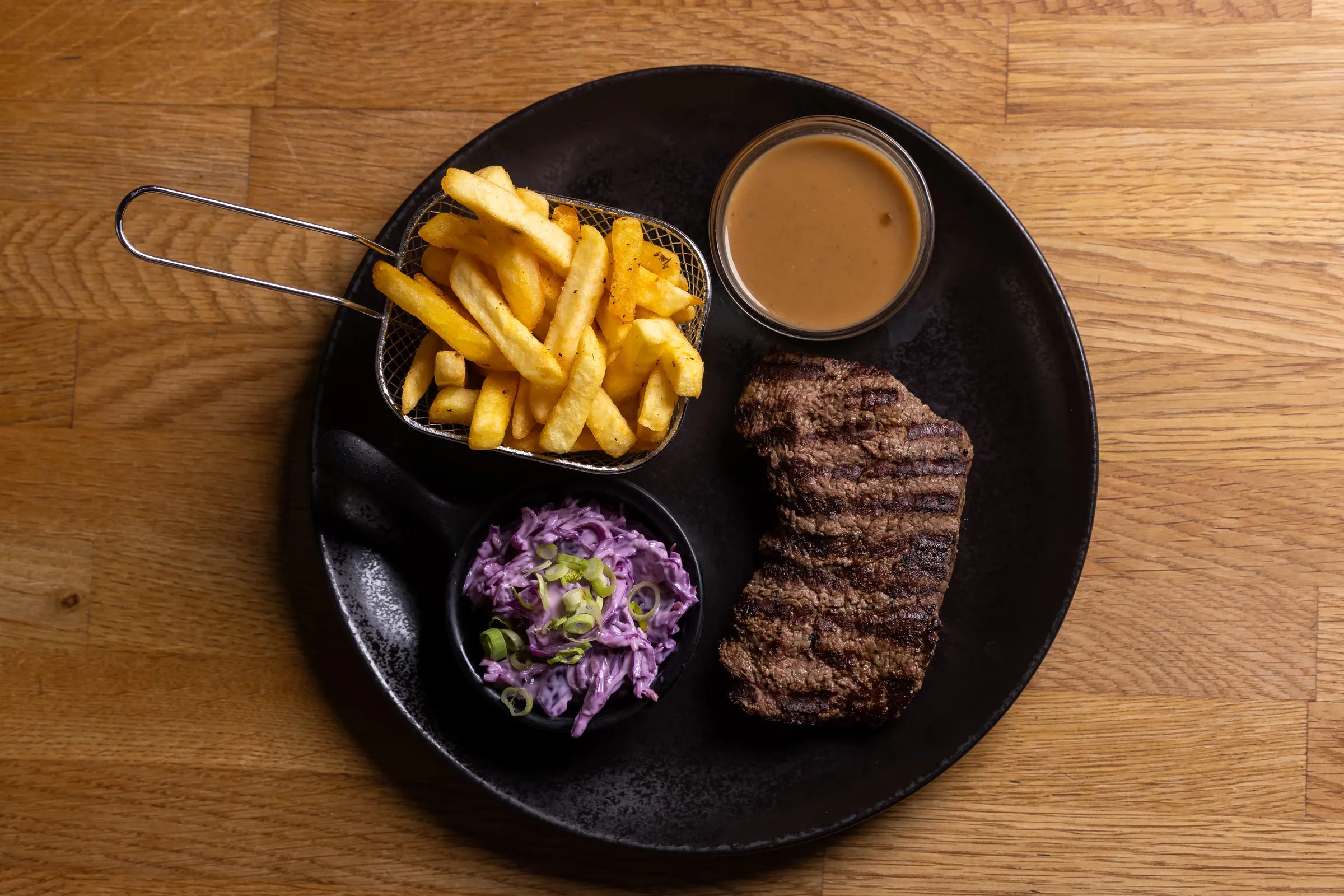 Grilled steak from above