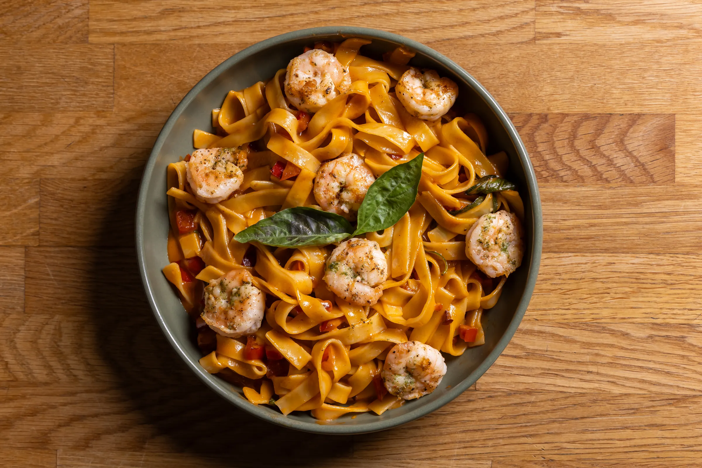 Tagliatelle with prawns